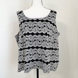 Dressbarn Women Black Silver Blouse Sleeve Less Top. Size 24W. Tank Top